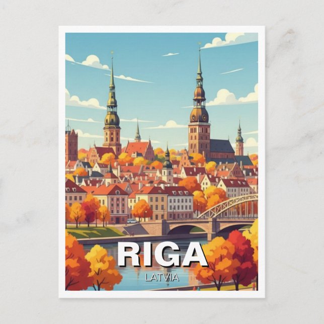 Autumn in Riga Latvia Travel Postcard (Front)