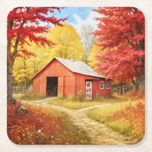 Autumn in the Country Square Paper Coaster