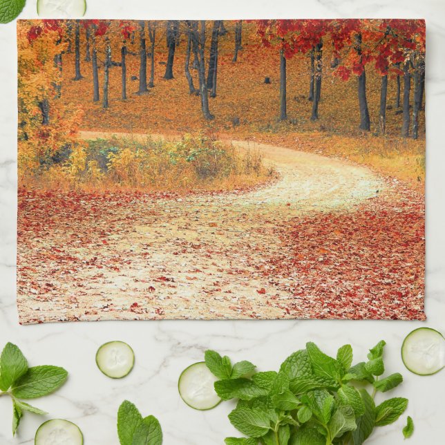 autumn in the forest kitchen towel (Folded)