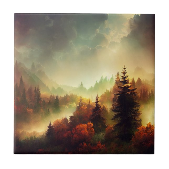Autumn in the Mountains Landscape Tile (Front)