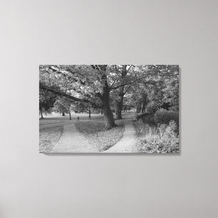 Autumn in the Park - Black and White Canvas Print