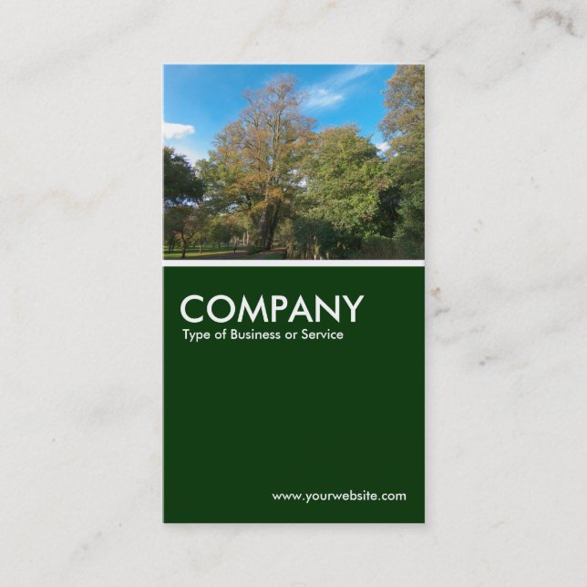 Autumn in the Park - Dark Green Business Card (Front)