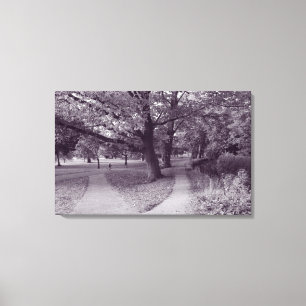 Autumn in the Park - Purple Toned BW Canvas Print