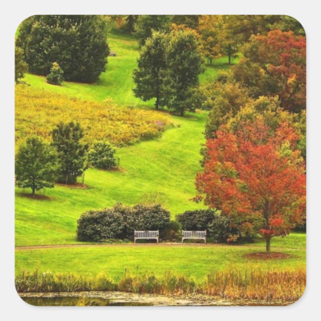 Autumn in the Park Square Sticker (Front)