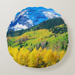 Autumn in the Rockies Round Pillow