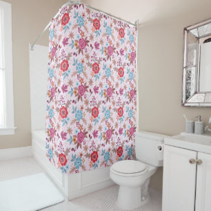 Autumn Inspired Roses Pattern Print Shower Curtain