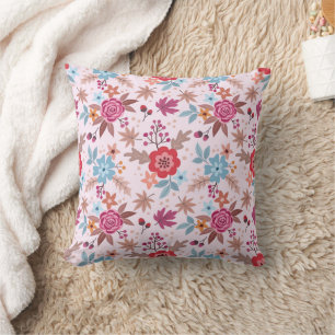 Autumn Inspired Roses - Pattern Print Throw Pillow