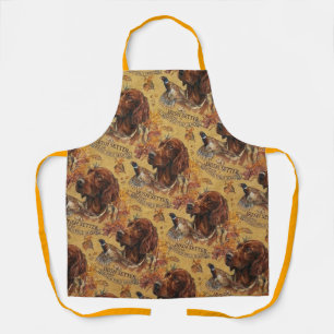 Autumn Irish Setter and Pheasant Hunting Art  Apron