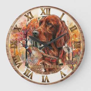 Autumn Irish Setter and Pheasant Hunting Art  Large Clock