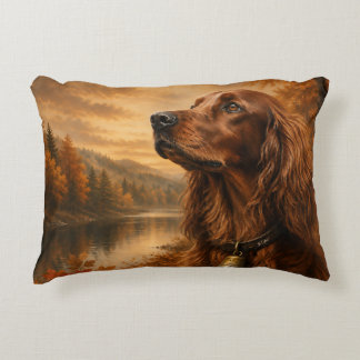 Autumn Irish Setter  – Rustic Hunting Dog Art Accent Pillow