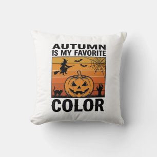Autumn Is My Favourite Colour Halloween Pumpkin De Throw Pillow