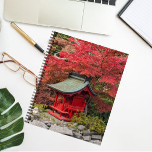 Autumn Japanese Garden and Red Shrine Notebook