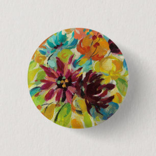 Autumn Joy Flowers 1 Inch Round Button