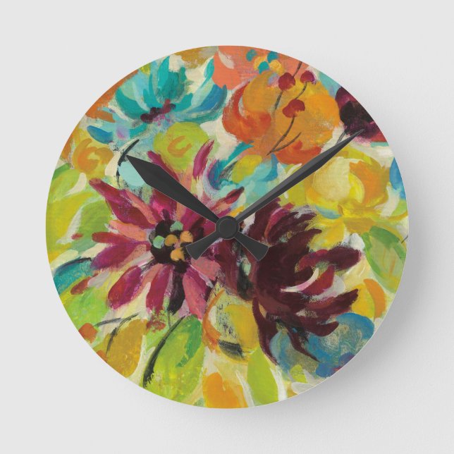 Autumn Joy Flowers Round Clock (Front)
