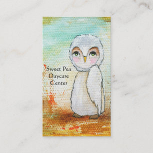Autumn Joy, Whimsical Woodland Owl Art Painting Business Card