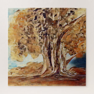 Autumn Jungle Woods Trees Landscape Painting Jigsaw Puzzle