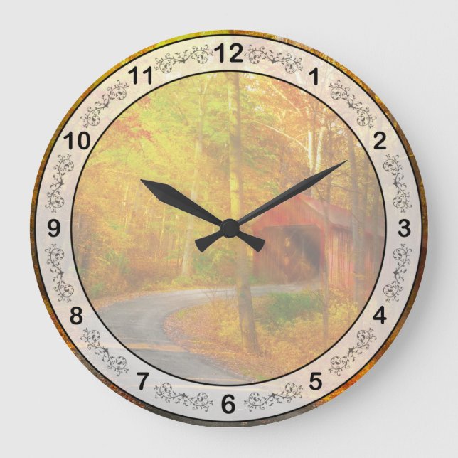 Autumn - Just past the bend Large Clock (Front)