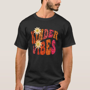 Autumn KINDER VIBES Teacher Peace Love Kindergarte T-Shirt
