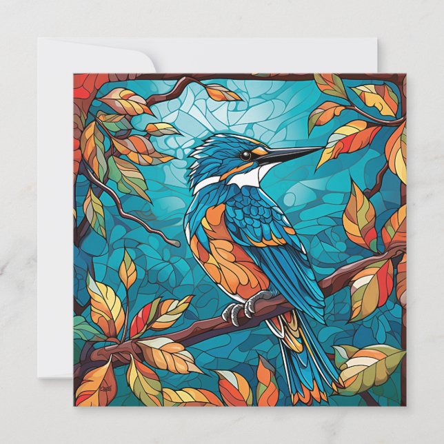 Autumn Kingfisher Flat Card (Front)