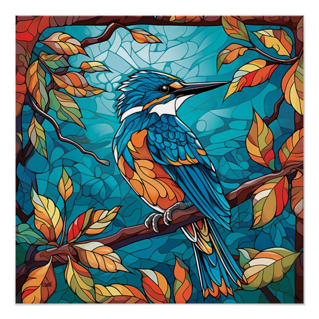 Autumn Kingfisher Glossy Poster (Front)