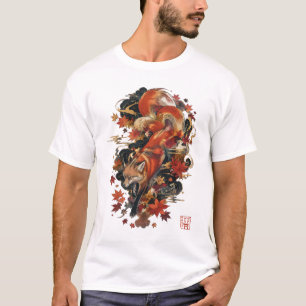 Autumn Kitsune Japanese Fox Spirit Design T-Shirt