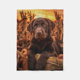 Autumn Labrador Pup Fleece Blanket
