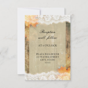 Autumn Lace Rustic Reception Card