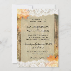 Autumn Lace Rustic Wedding Invitation