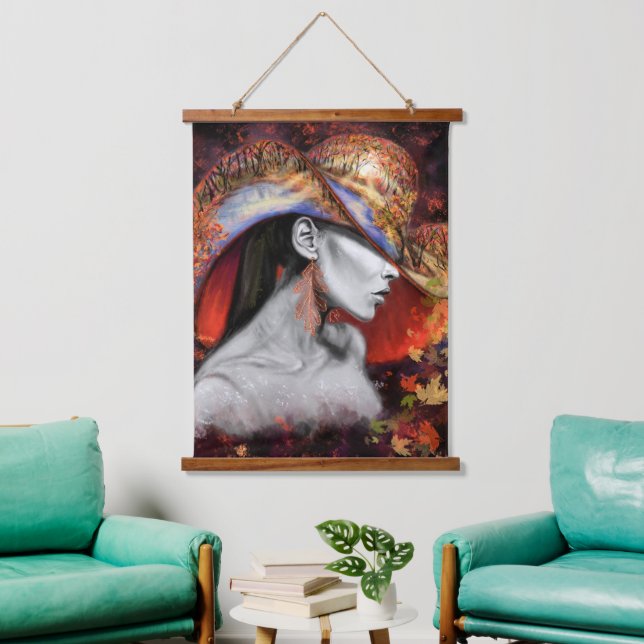 Autumn Lady Hanging Tapestry - Painting (Living Room)