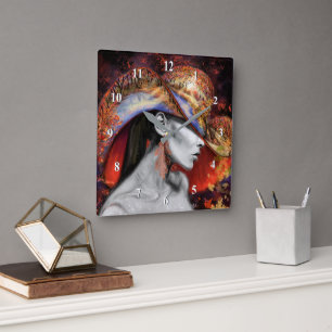 Autumn Lady Wall Clock - Painting Art