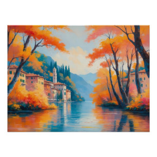 Autumn Lake Reflection – Serene Nature Landscape Poster