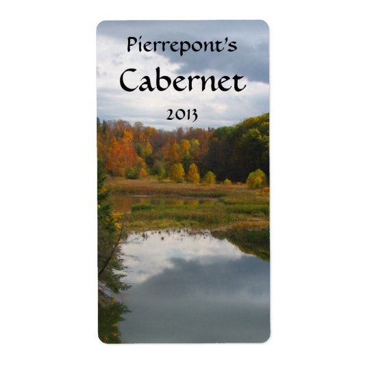 Autumn Lake Reflections Wine Label Shipping Label