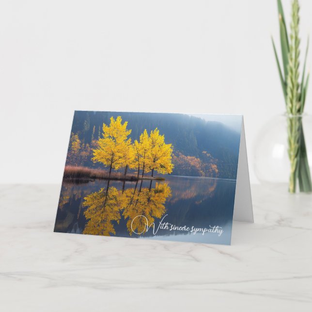 Autumn Lake With Trees Sympathy Card (Front)