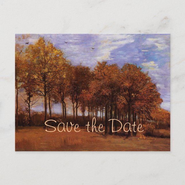 Autumn Landscape by Van Gogh. Save the date Announcement Postcard (Front)