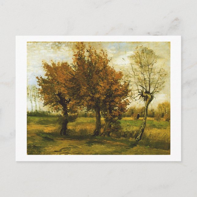 Autumn Landscape Four Trees Van Gogh Fine Art Postcard (Front)