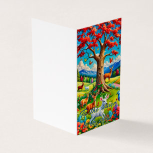 Autumn landscape illustration Christmas card