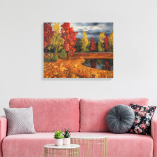 Autumn Landscape Oil Painting on Canvas – Vibrant  Print