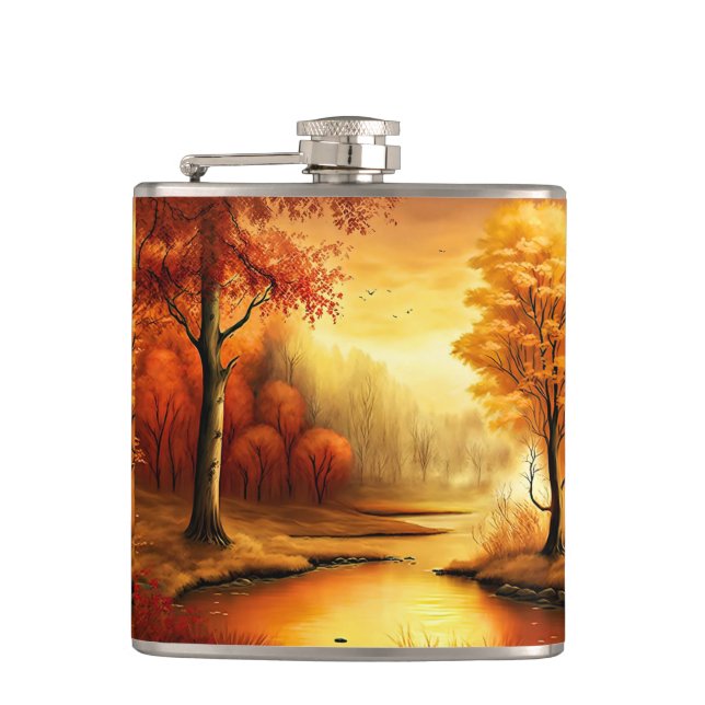Autumn Landscape Painting-2 Hip Flask (Front)