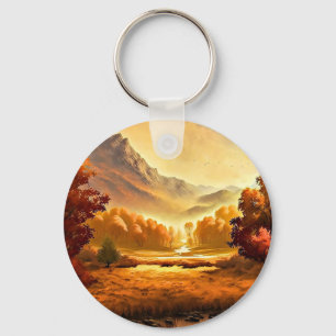 Autumn Landscape Painting-68754 Keychain
