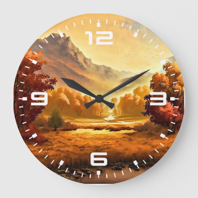 Autumn Landscape Painting-68754 Large Clock (Front)