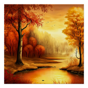 Autumn Landscape Painting-68754 Poster