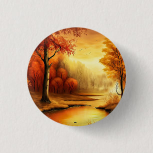 Autumn Landscape Painting-87546 1 Inch Round Button
