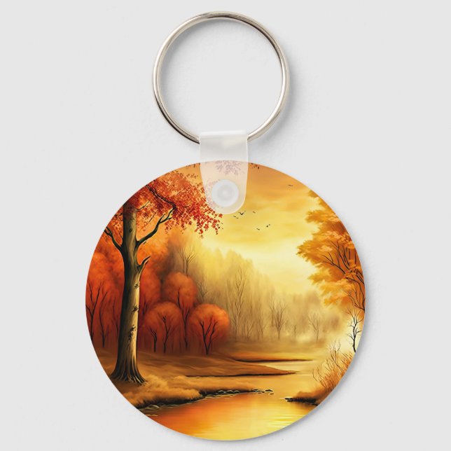 Autumn Landscape Painting-87546 Keychain (Front)