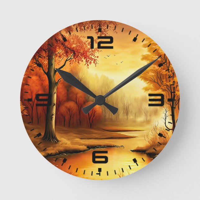Autumn Landscape Painting-87546 Round Clock (Front)