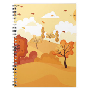 Autumn landscape. Panoramic of countryside landsca Notebook
