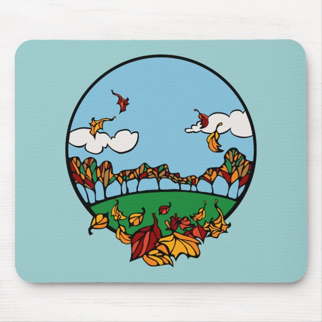 Autumn Landscape Scene Mouse Pad (Front)