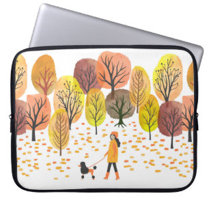 Autumn landscape. Watercolor Vintage illustration Laptop Sleeve