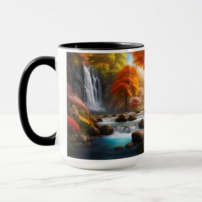 Autumn Landscape Waterfalls in the Park Mug (Left)