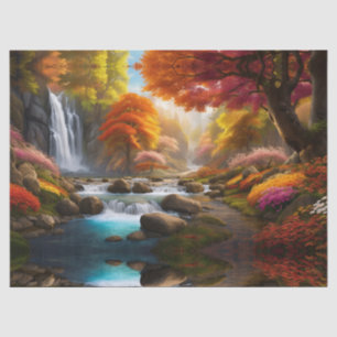 Autumn Landscape Waterfalls in the Park Tissue Paper