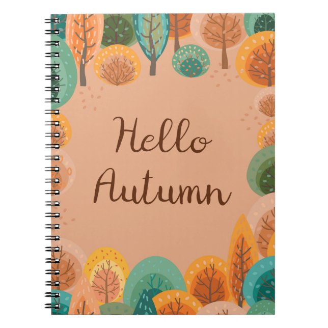 Autumn landscape with abstract flat handdrawn fore notebook (Front)